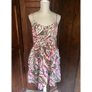 Womens Loft Beach Dress Summer Cover Up- W/‎ Pockets Linen Floral Size Large EUC